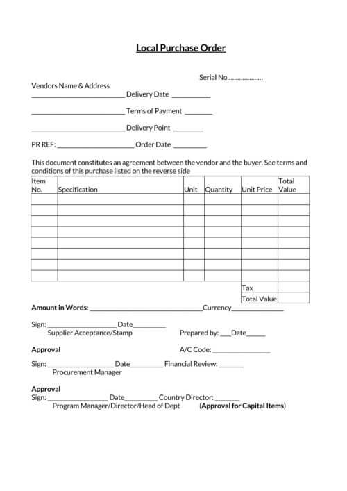 free purchase order form pdf