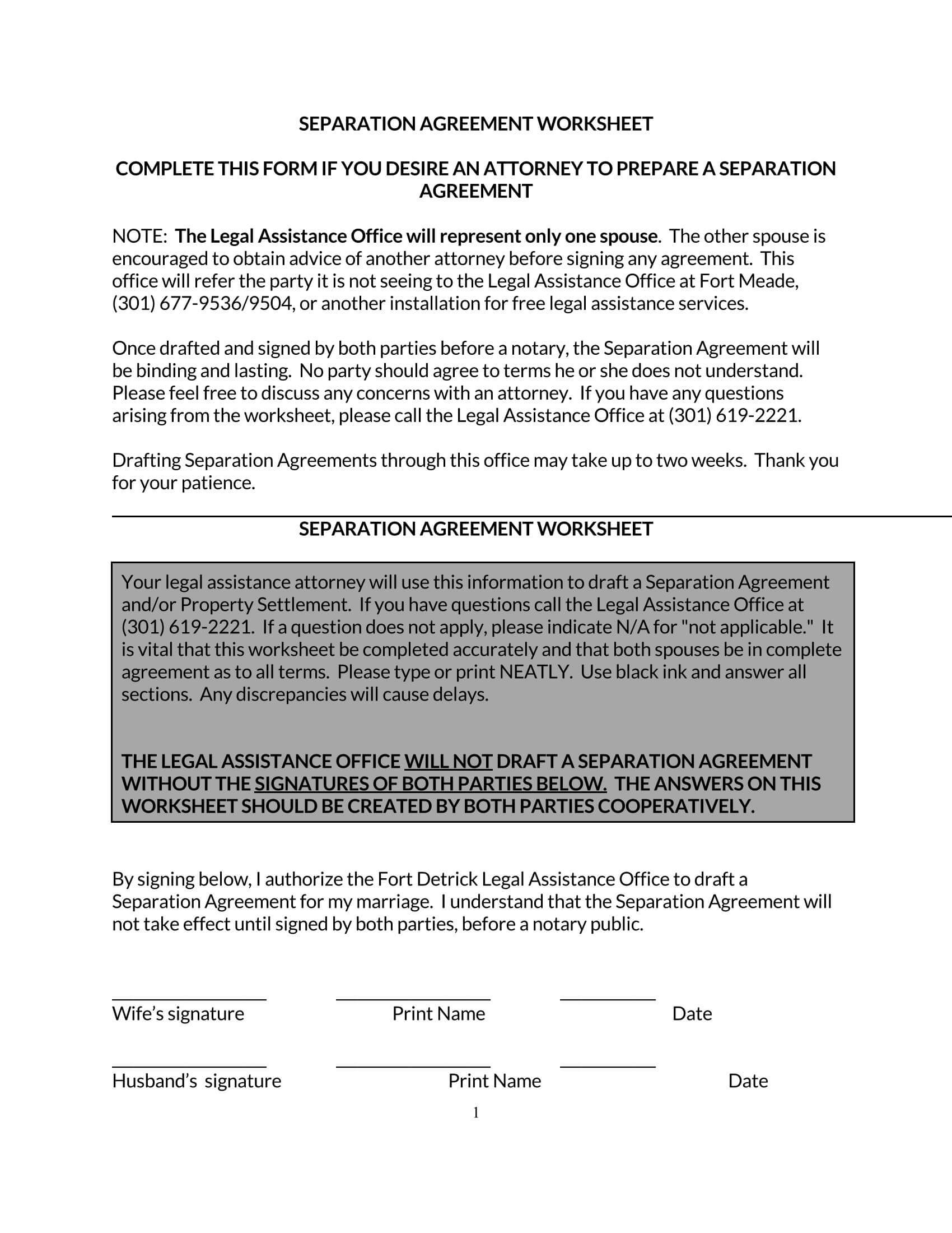 Separation agreement template in editable Word format 13