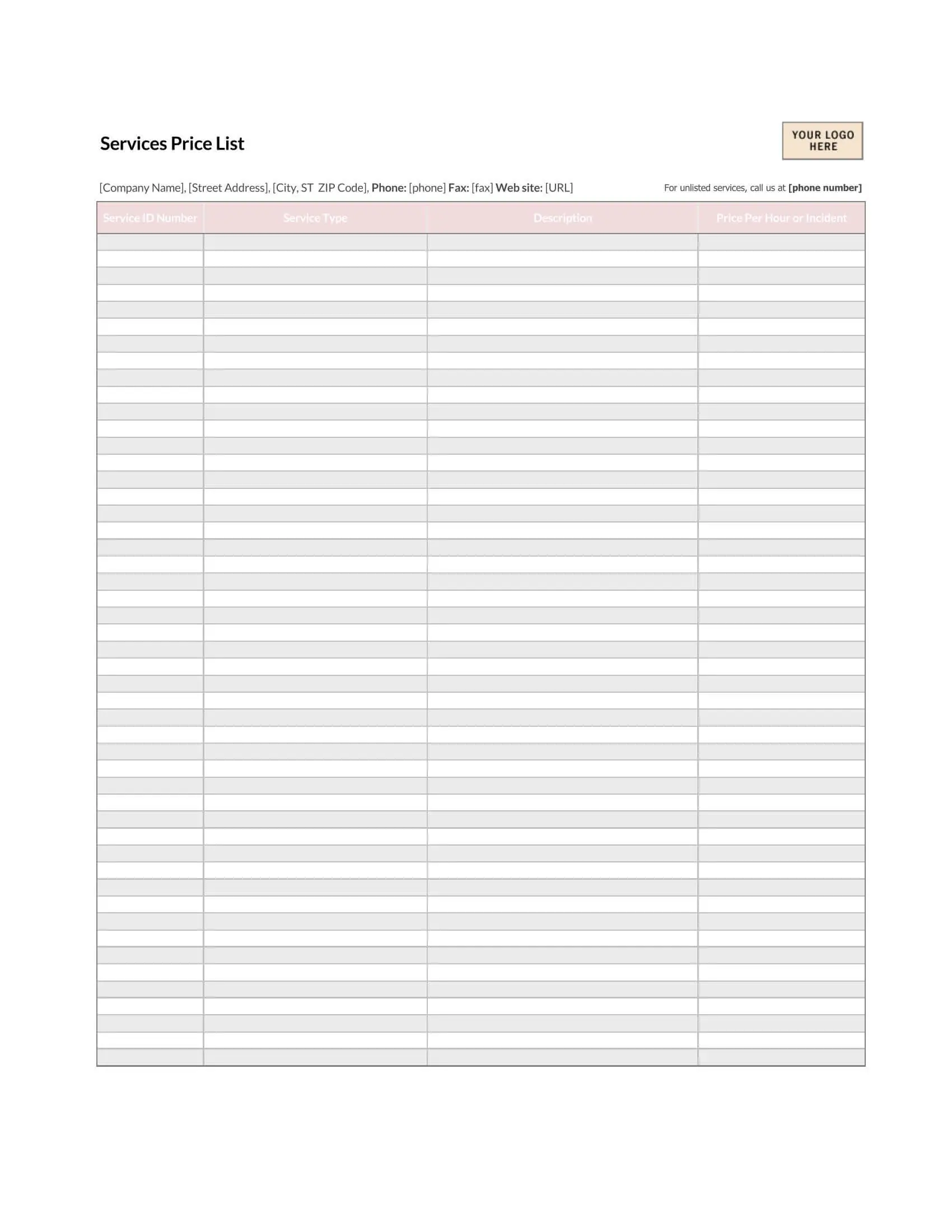 45 Free Printable Price List Templates (Word, Excel, PDF)