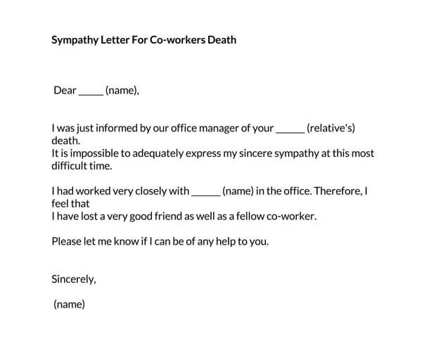 Printable Sympathy Note Example