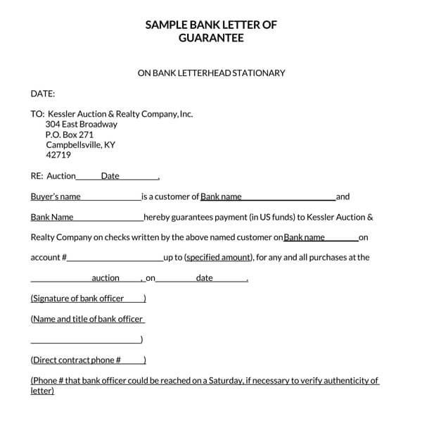 bank guarantee letter format word