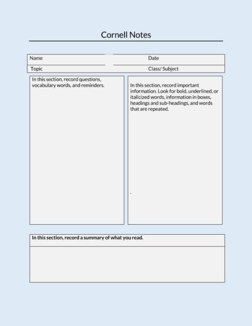blank cornell notes pdf