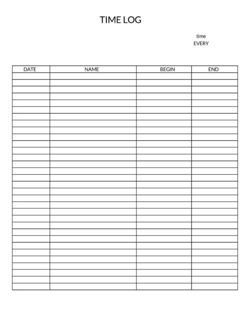 daily time log sheet printable 