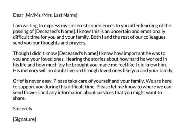 formal condolence letter pdf