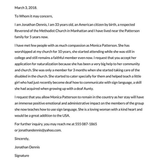 Good Moral Character Letter for Immigration (30 Best Samples)