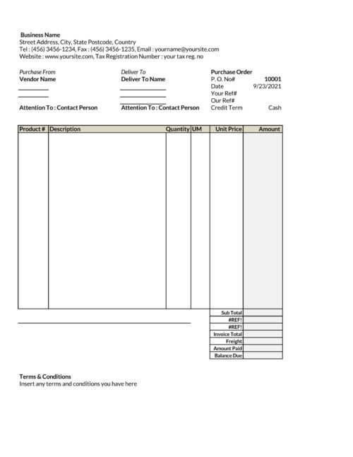 office 365 purchase order template