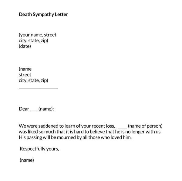 grief letter template