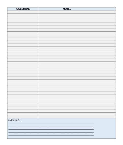 printable cornell notes template pdf cornell note template word
