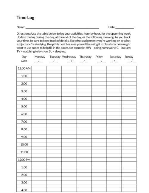 free printable time sheet template