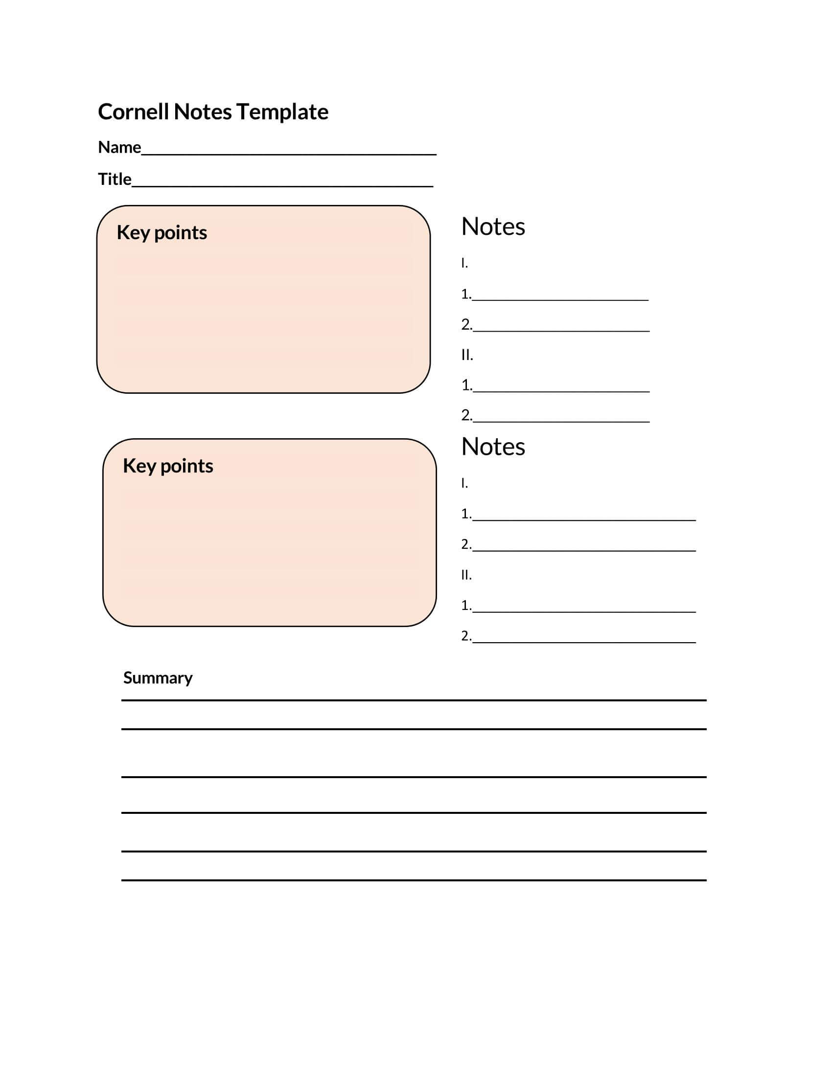 Free Cornell Note Example PDF