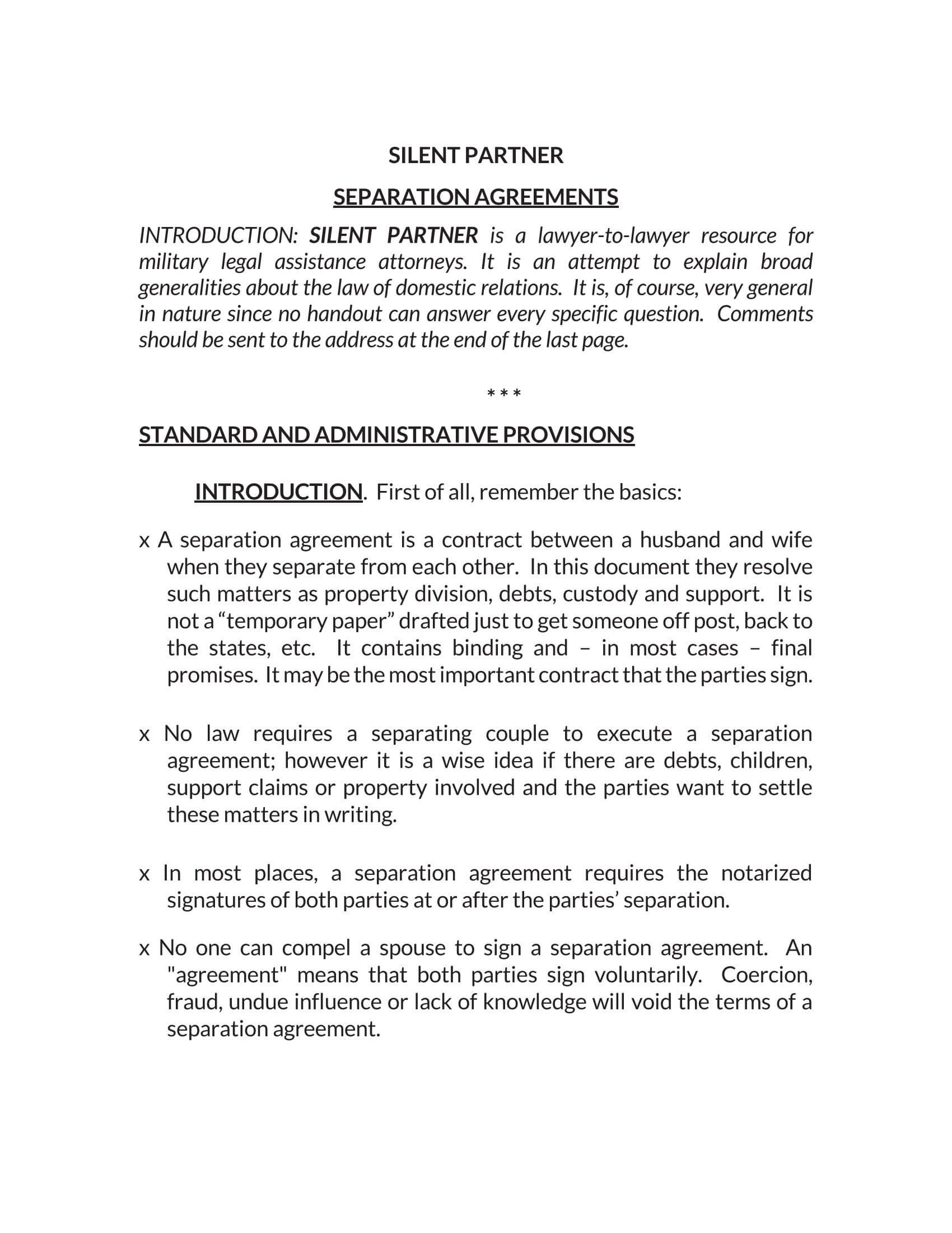 Professional separation agreement template 26