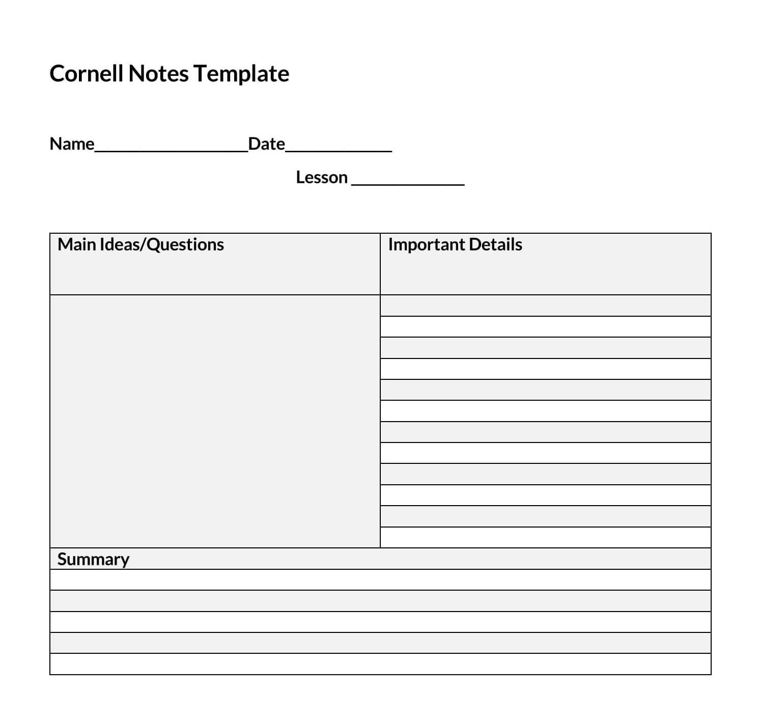 Professional Cornell Note Sample Download