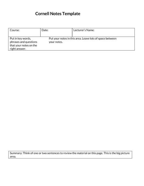 cornell notes outline template pdf