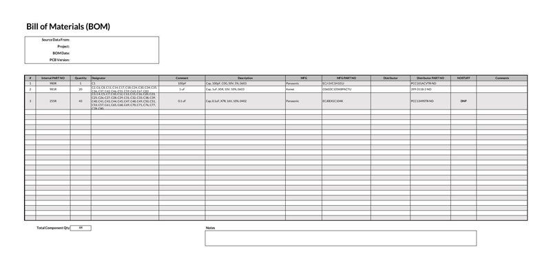 time and material template excel