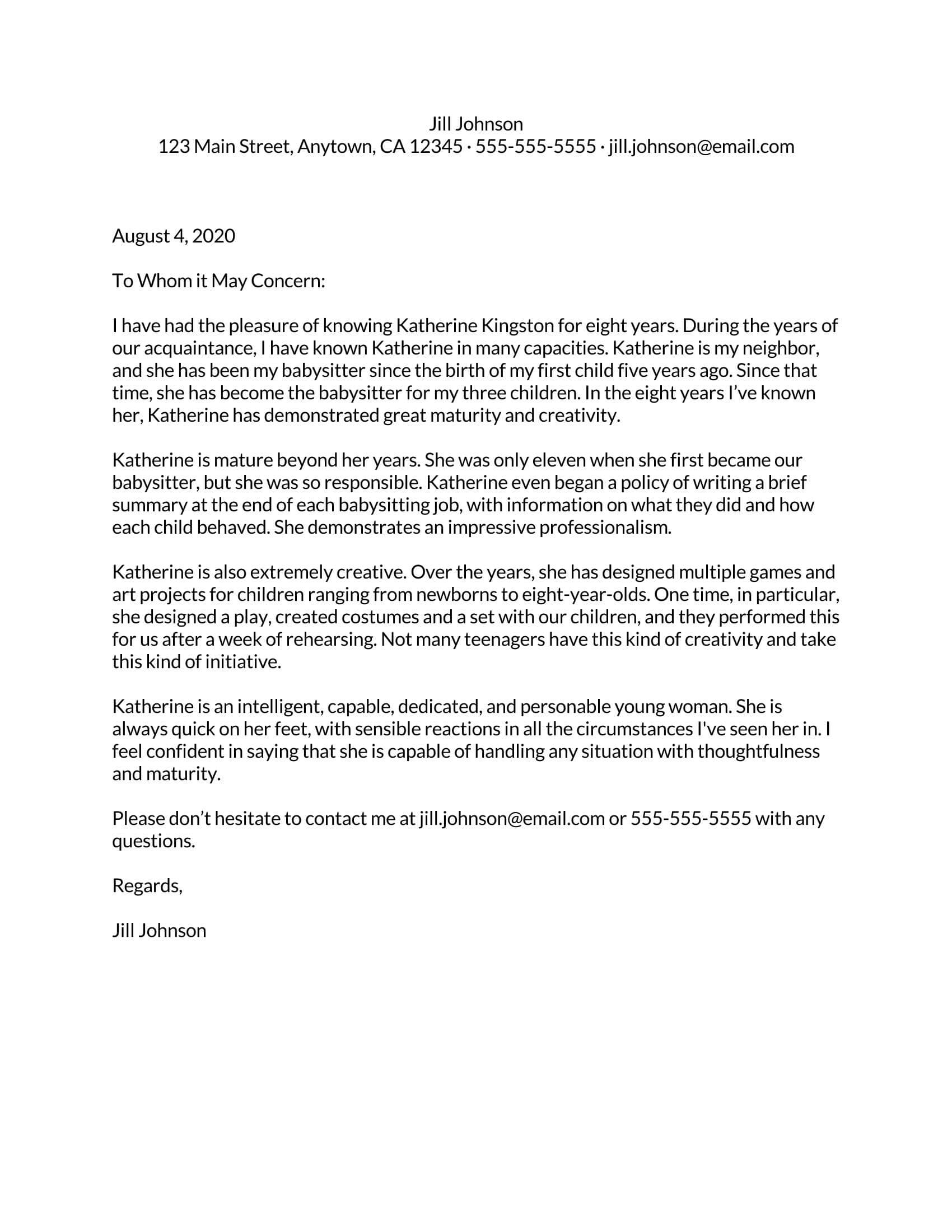 Reference letter template with free download