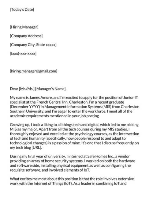 cover letter for fresh graduate engineer without experience