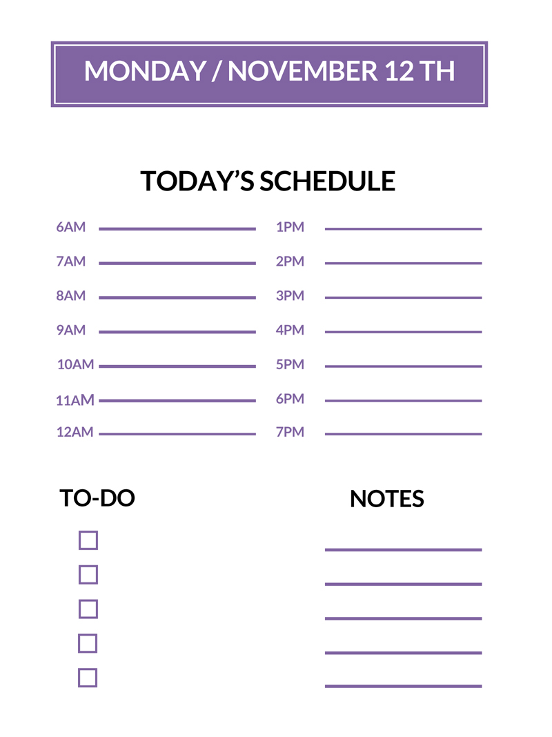 free daily planner templates