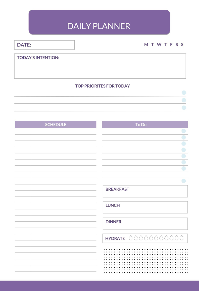 free printable daily schedule sheet