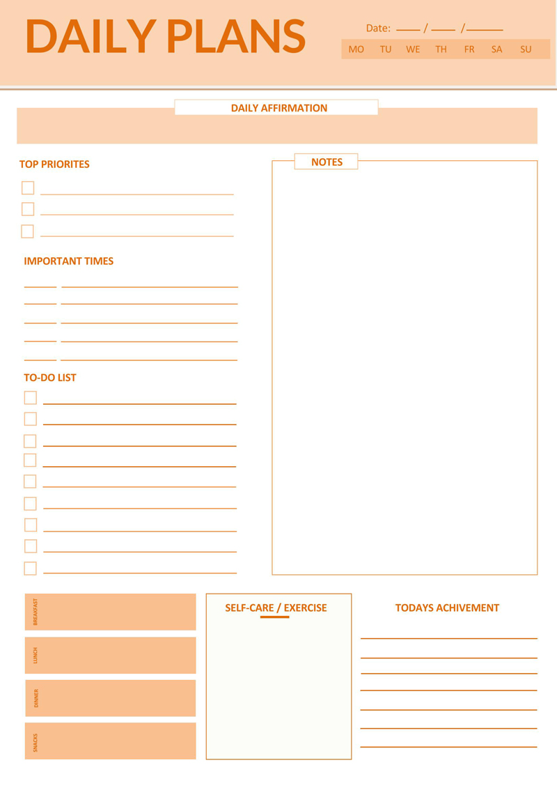 Printable daily planner template excel 24