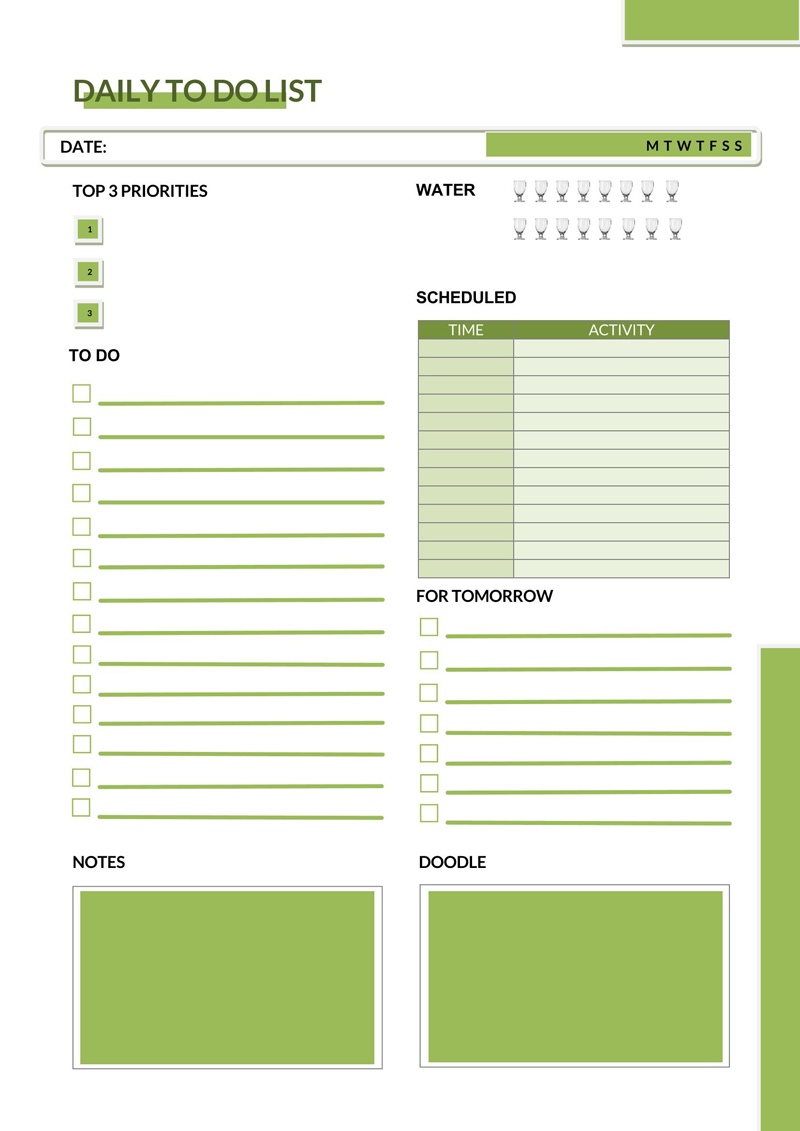free printable daily planner sheets