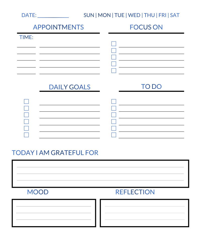 templates for daily planner