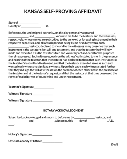 Free Self-Proving Affidavit Forms (Attach to Will or Codicil)