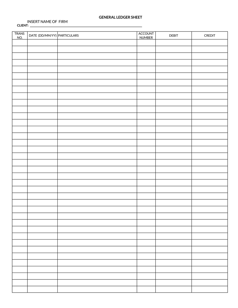 Free general ledger template in printable format 01