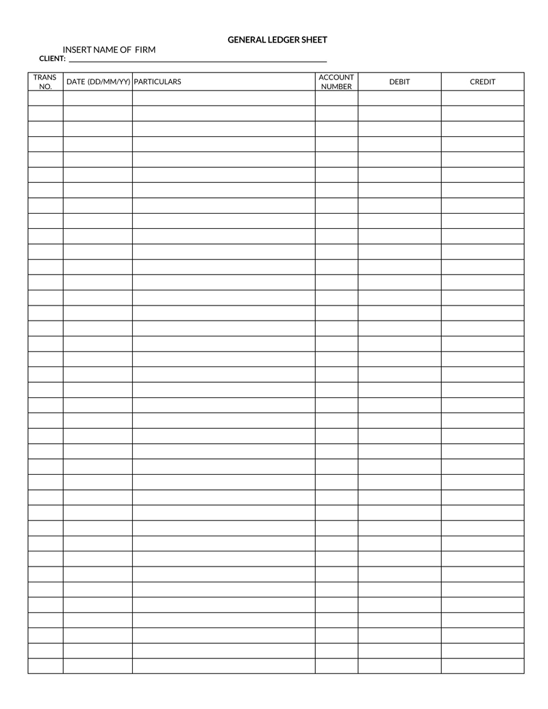 ledger excel template