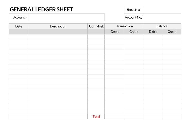 general ledger template printable