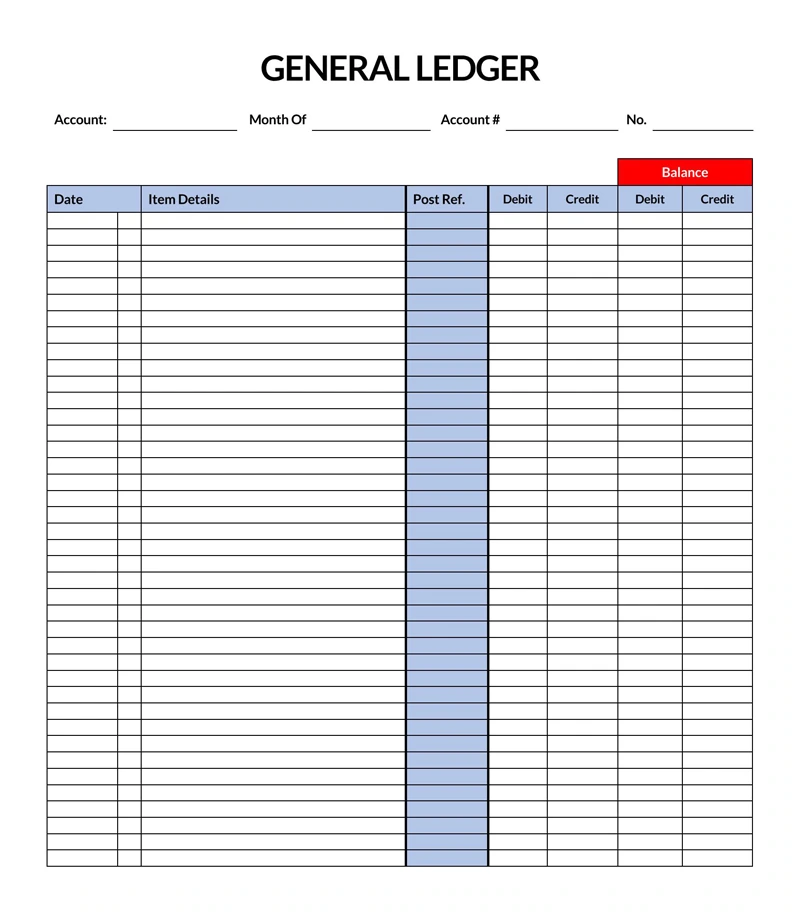 General Ledger Excel Template