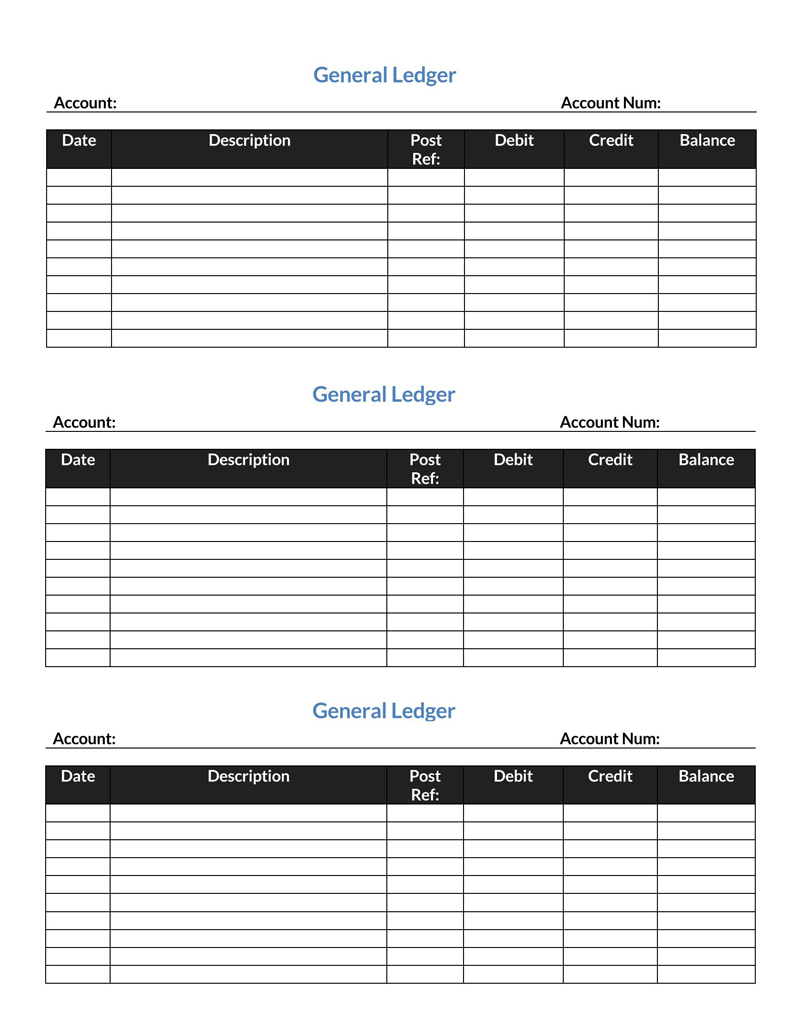 Free Word general ledger template in Word 10