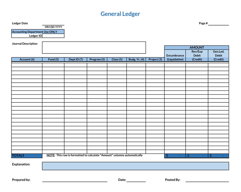 Comprehensive general ledger template in Excel format 20