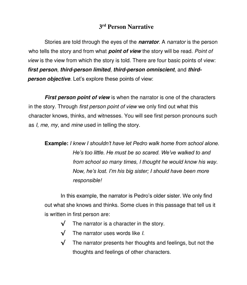 3rd person narrative essay example