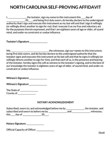 Free Self-Proving Affidavit Forms (Attach to Will or Codicil)