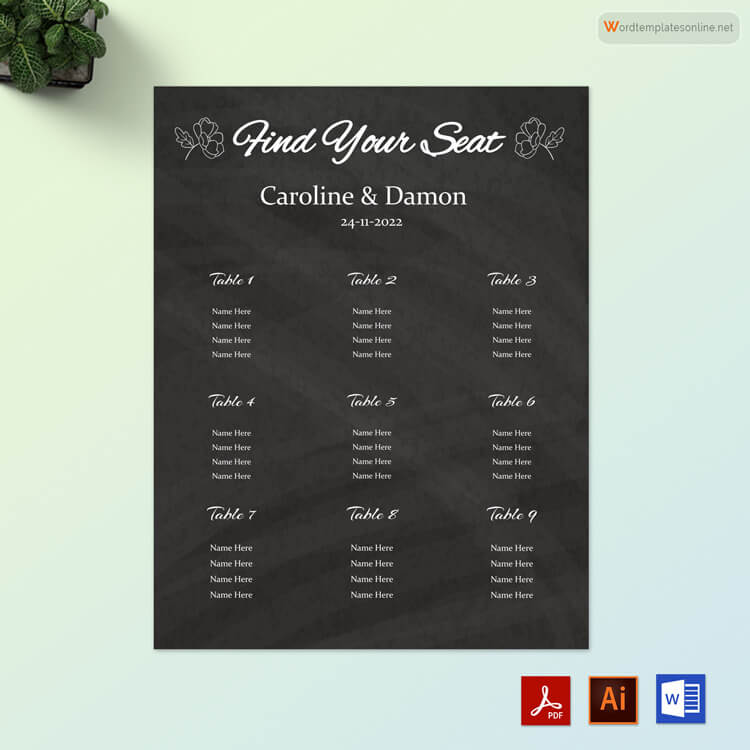Convenient Wedding Seating Chart Template