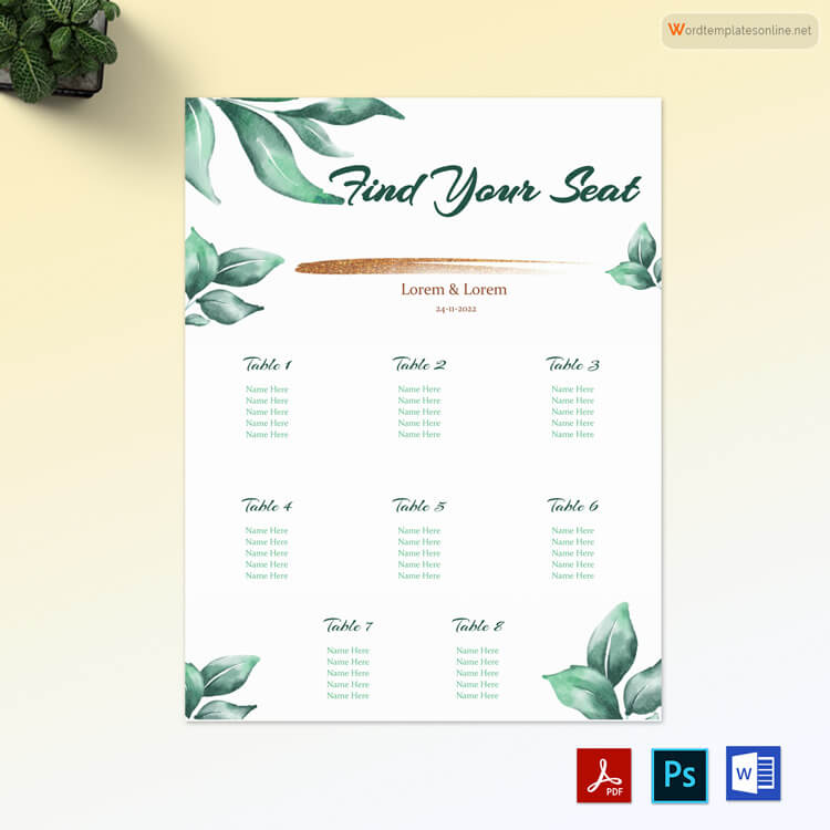 Downloadable Wedding Seating Chart Template