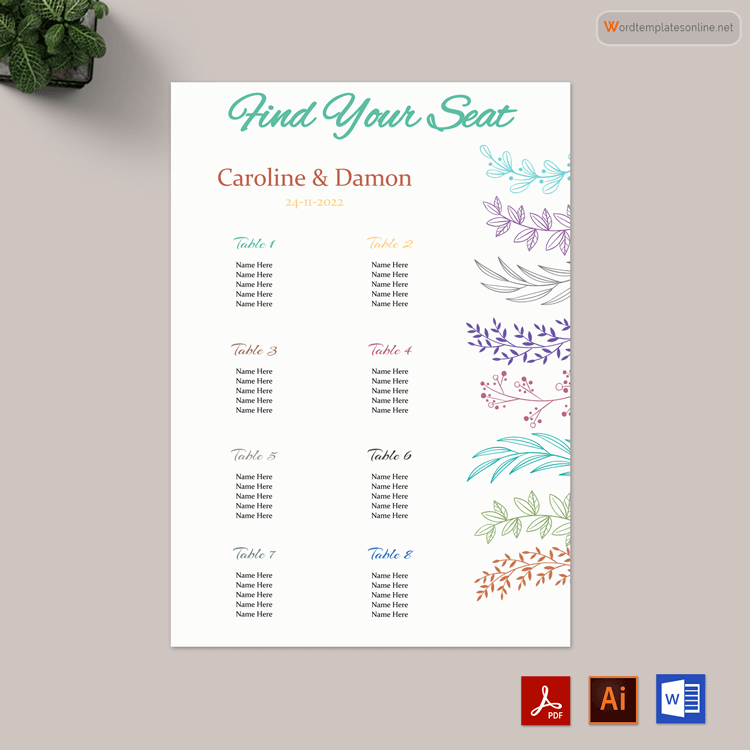 Simple Wedding Seating Chart Template