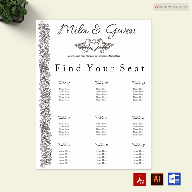 Wedding Seating Chart Template - Free Download