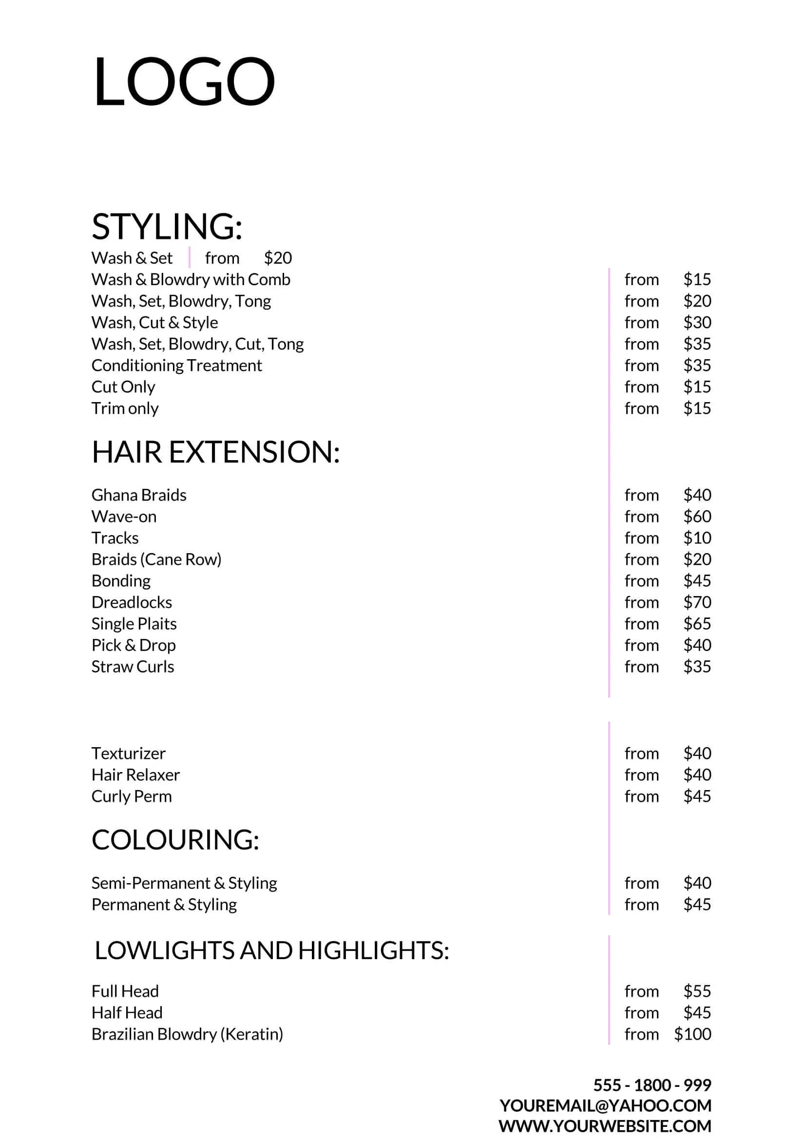 45 Free Printable Price List Templates (Word, Excel, PDF)