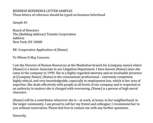 Free Sample of Business Reference Letter - Download