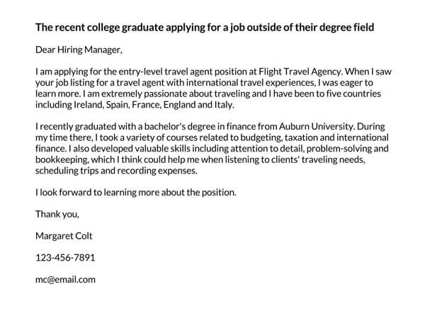 Example cover letter for recent graduate: editable format