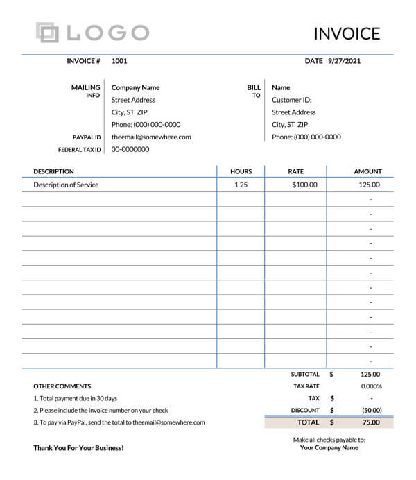 25 Freelance Invoice Templates (Word Excel) Free Download