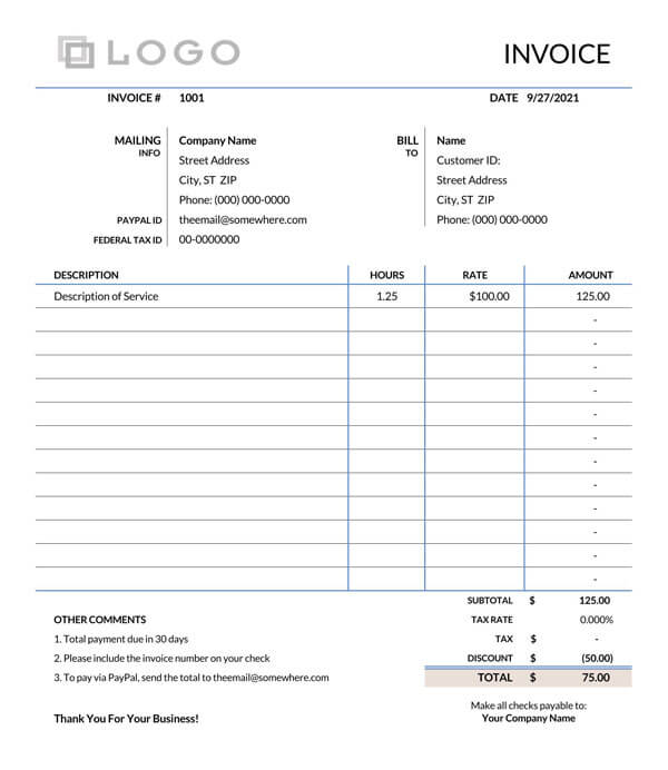 Time-based-invoice-template