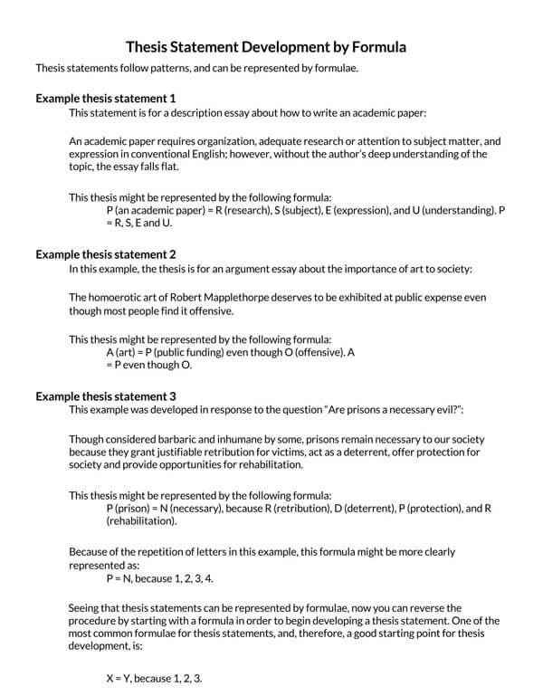 Printable Thesis Statement Form