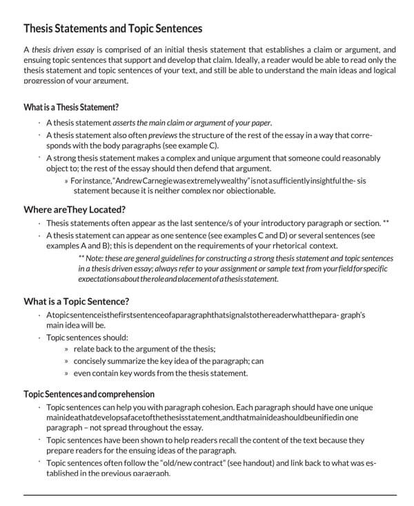 Strong Professional Thesis Statement Template 05 as Word File