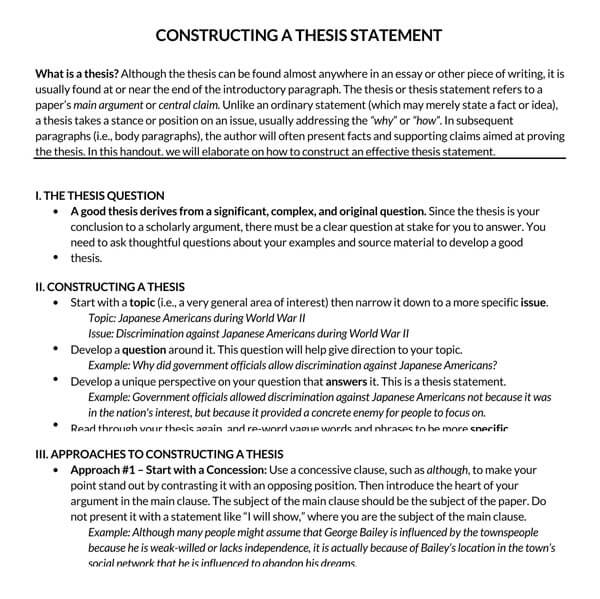Great Comprehensive Argumentative Thesis Statement Template 06 as Word File