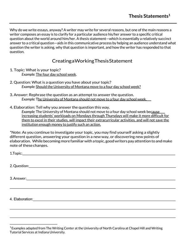 Free Thesis Statement Example Download