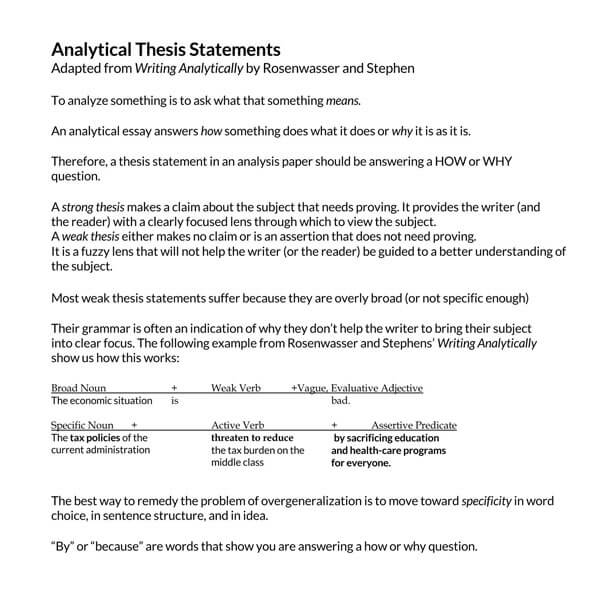 thesis statement template pdf