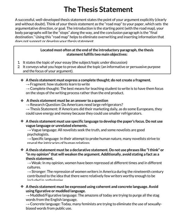 Strong Printable Expository Thesis Statement Template 04 as Word Document