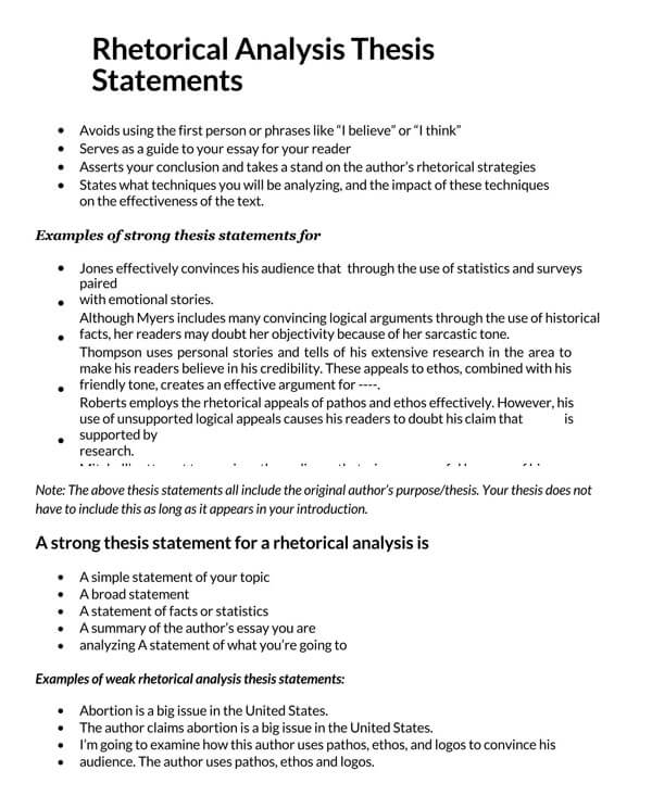 Strong Printable Expository Thesis Statement Template 05 as Word Document